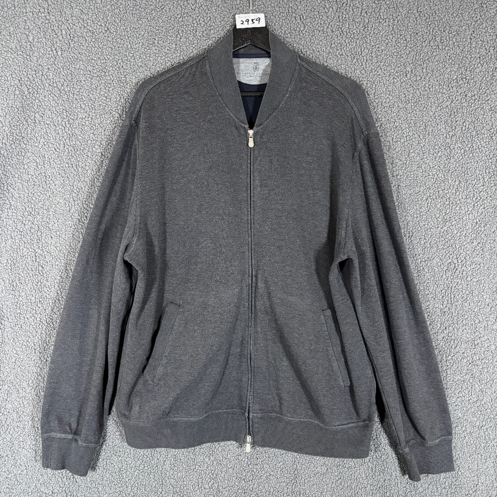 Brunello Cucinelli Zipped Cotton Blend Jacket - Men's Size XL - Gray